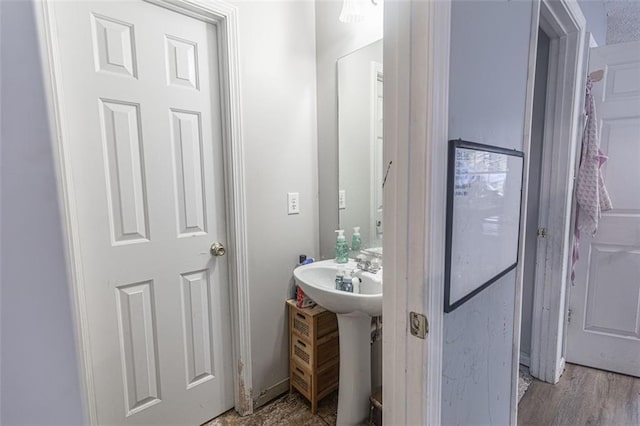 bathroom featuring hardwood / wood-style flooring