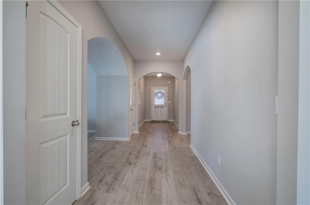 hall featuring light wood-type flooring