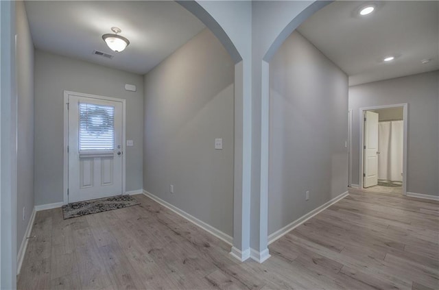 entryway featuring light wood-type flooring