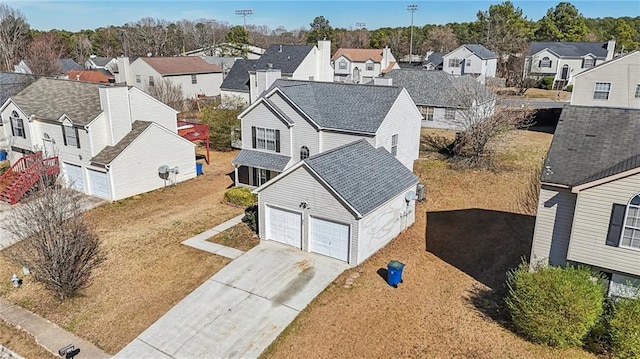 drone / aerial view with a residential view