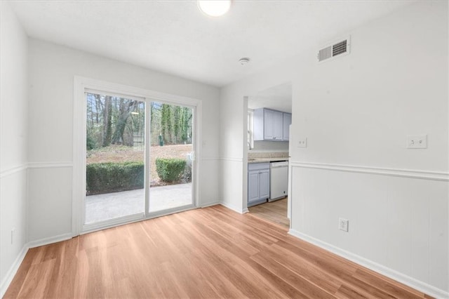 interior space with light hardwood / wood-style floors