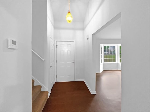 2397 Charleston Ter, Decatur, GA 30034 - foyer entrance featuring stairway, baseboards, carpet, and a towering ceiling
