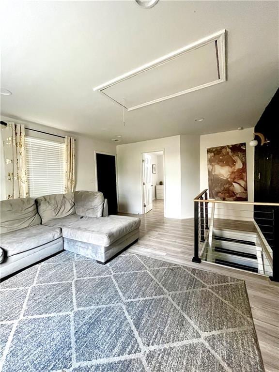 living room with hardwood / wood-style flooring