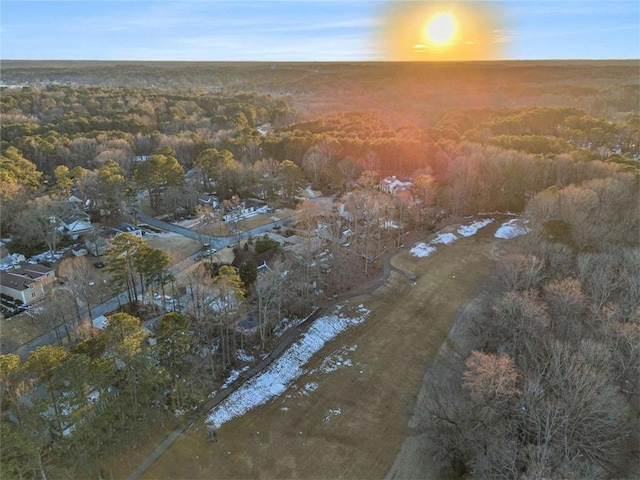 view of aerial view at dusk