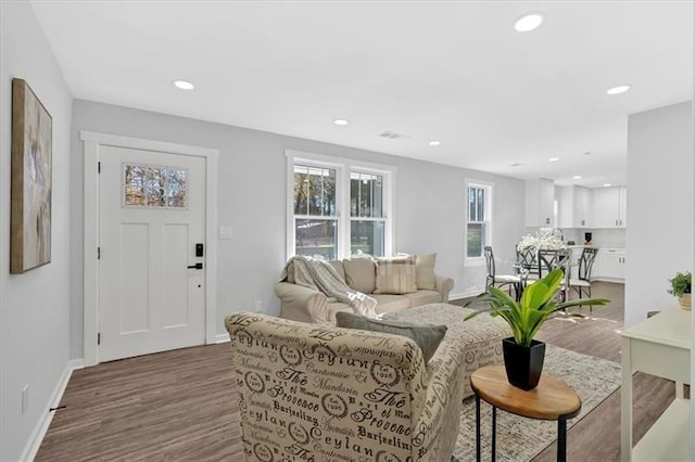 1766 Blossom Ln, Austell, GA 30168 - living area with baseboards, recessed lighting, and wood finished floors