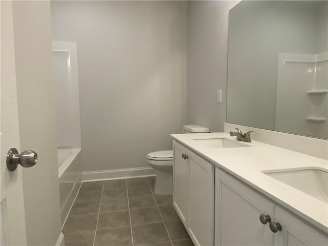 bathroom featuring tile patterned flooring, vanity, and toilet