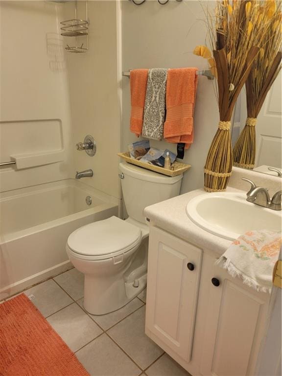 full bathroom featuring tile patterned floors, vanity, toilet, and shower / bathtub combination