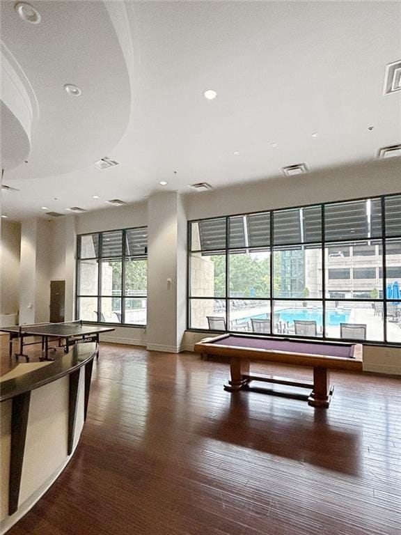 3040 Peachtree Rd NW Unit 1501, Atlanta, GA 30305 - rec room featuring wood finished floors, baseboards, recessed lighting, and billiards