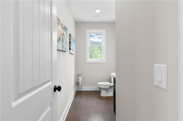 35 Bridgestone Way SE, Cartersville, GA 30120 - bathroom with toilet, baseboards, hardwood / wood-style flooring, and vanity