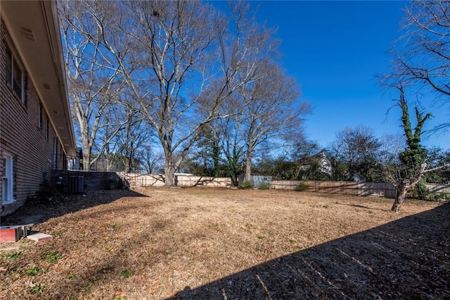 view of yard featuring central AC