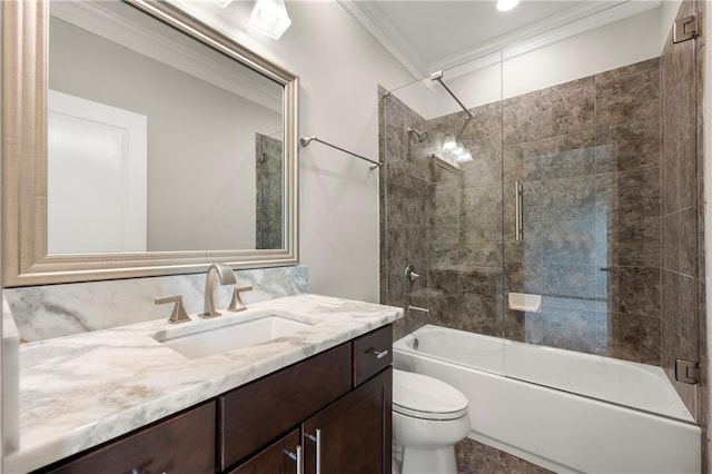 4015 Roberts Crest Ln, Suwanee, GA 30024 - bathroom with ornamental molding, vanity, toilet, and  shower combination
