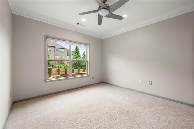 4015 Roberts Crest Ln, Suwanee, GA 30024 - carpeted empty room with baseboards, ornamental molding, a ceiling fan, and recessed lighting