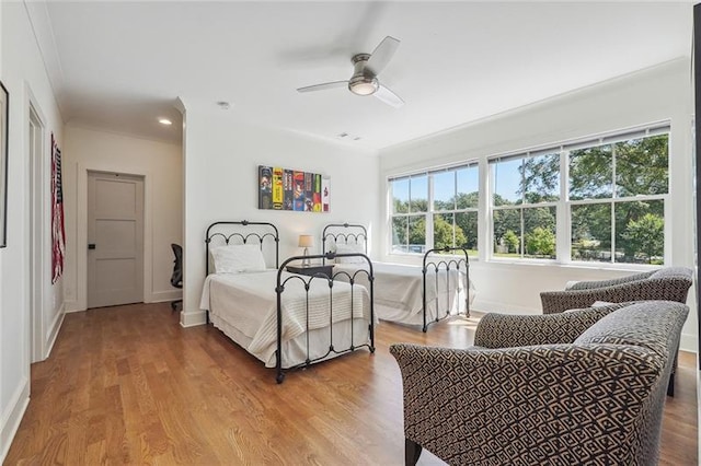 3842 Ernest W Barrett Pkwy SW, Marietta, GA 30064 - bedroom with light wood-style flooring, baseboards, ceiling fan, and recessed lighting