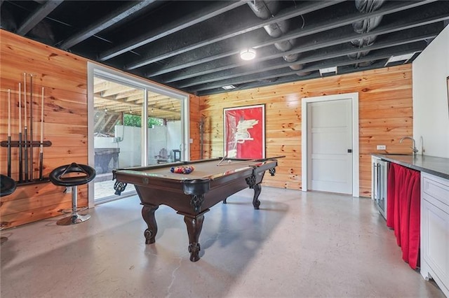 3842 Ernest W Barrett Pkwy SW, Marietta, GA 30064 - playroom with wooden walls, concrete floors, billiards, and a sink