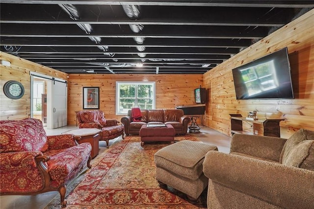 3842 Ernest W Barrett Pkwy SW, Marietta, GA 30064 - living area with wooden walls and a barn door