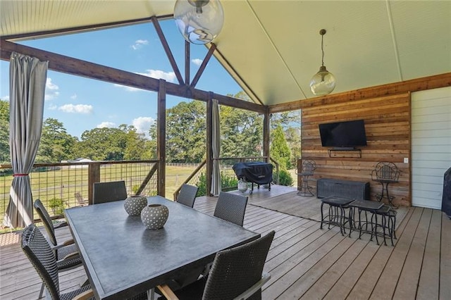3842 Ernest W Barrett Pkwy SW, Marietta, GA 30064 - wooden terrace with outdoor dining space, area for grilling, and a gazebo