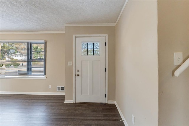 2473 Tyler Way, Decatur, GA 30032 - entryway with crown molding, dark hardwood / wood-style flooring, and a textured ceiling