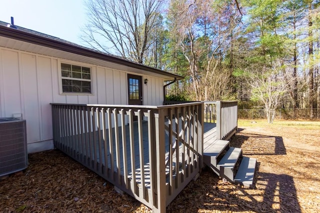 wooden terrace with central air condition unit