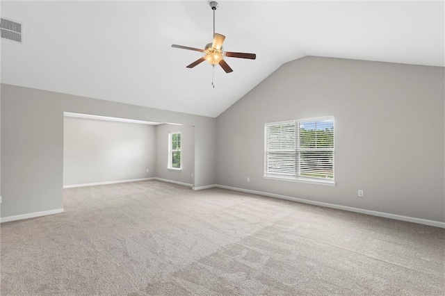 9120 Alden Dr, Locust Grove, GA 30248 - spare room with a ceiling fan, vaulted ceiling, carpet, and baseboards