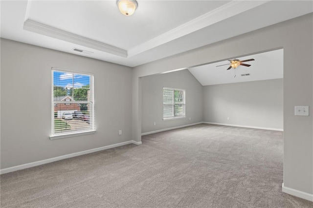 9120 Alden Dr, Locust Grove, GA 30248 - unfurnished room with carpet, plenty of natural light, a ceiling fan, ornamental molding, and lofted ceiling