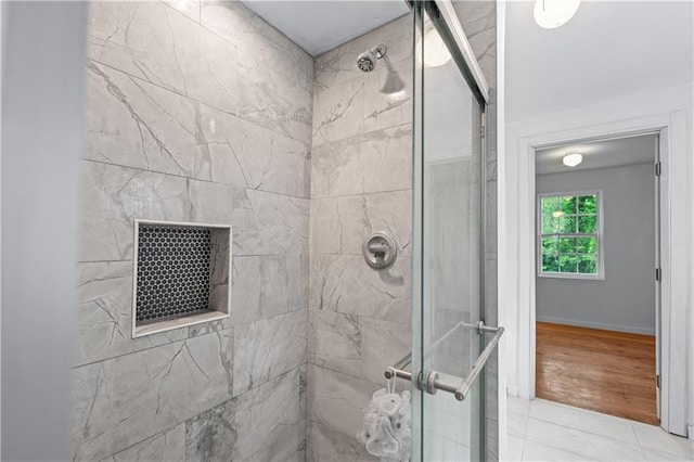 bathroom featuring a stall shower
