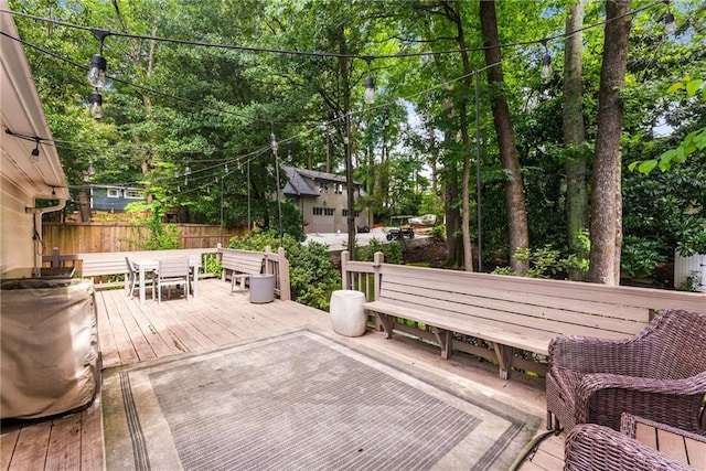 999 Seaboard Ave NW, Atlanta, GA 30318 - deck featuring outdoor dining area and view of wooded area