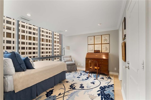 bedroom featuring ornamental molding