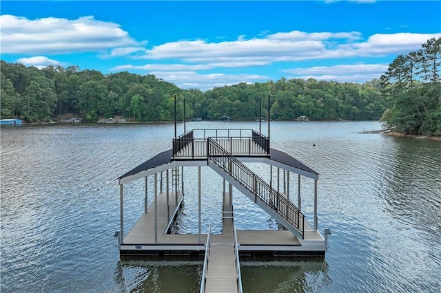 dock area featuring a water view