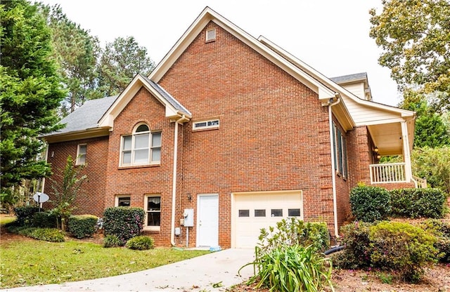 view of side of home with a garage