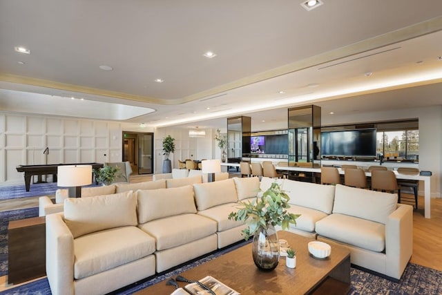 2425 Peachtree Rd NE Unit 903, Atlanta, GA 30305 - living room with light wood-style floors, recessed lighting, and billiards table