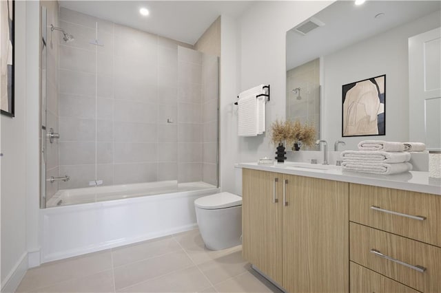 2425 Peachtree Rd NE Unit 903, Atlanta, GA 30305 - full bathroom featuring vanity, shower / bath combination, tile patterned floors, and recessed lighting