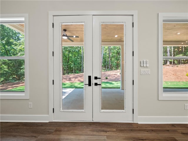 2335 Azalea Dr, Loganville, GA 30052 - entryway with french doors, dark wood-style flooring, and healthy amount of natural light