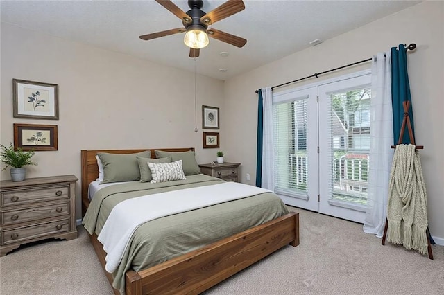 8020 Woodland Ln, Alpharetta, GA 30009 - carpeted bedroom with access to exterior and ceiling fan