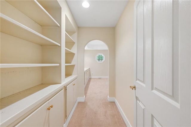 267 Starcross Ln, Jasper, GA 30143 - hallway with light carpet, baseboards, and arched walkways