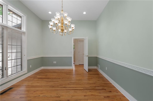 267 Starcross Ln, Jasper, GA 30143 - unfurnished room with a chandelier, wood finished floors, baseboards, and recessed lighting