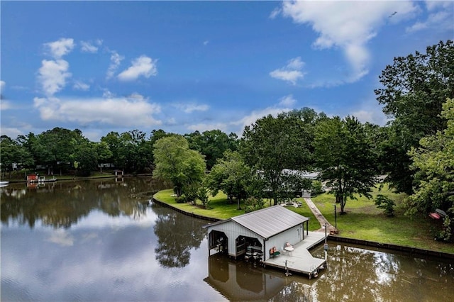 dock area featuring a water view