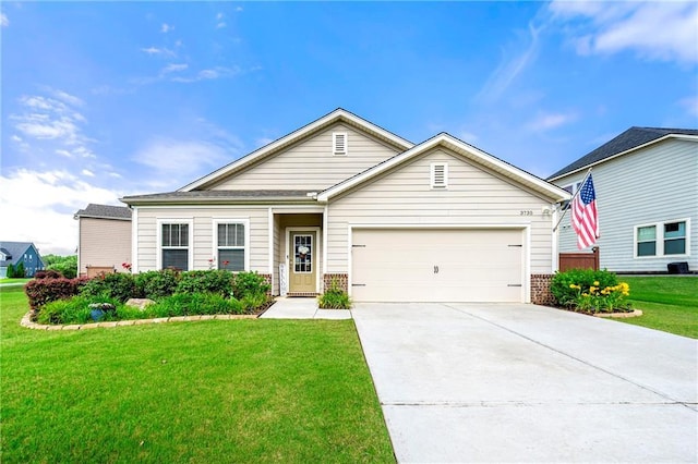 3735 Westhaven Dr, Cumming, GA 30040 - ranch-style home with driveway, a front lawn, a garage, and brick siding