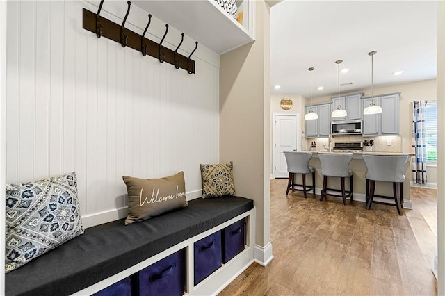 3735 Westhaven Dr, Cumming, GA 30040 - mudroom featuring light wood finished floors and recessed lighting