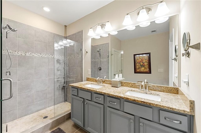 3735 Westhaven Dr, Cumming, GA 30040 - bathroom with a shower stall and double vanity