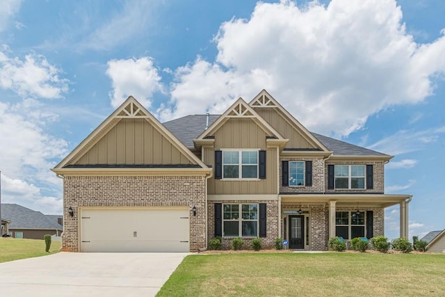 171 Osier Dr, Mcdonough, GA 30252 - craftsman-style home featuring board and batten siding, brick siding, concrete driveway, and a front yard