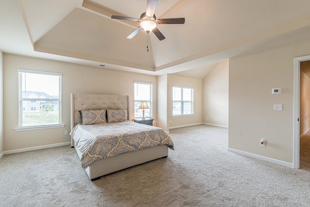 171 Osier Dr, Mcdonough, GA 30252 - bedroom featuring carpet floors, baseboards, vaulted ceiling, and a ceiling fan