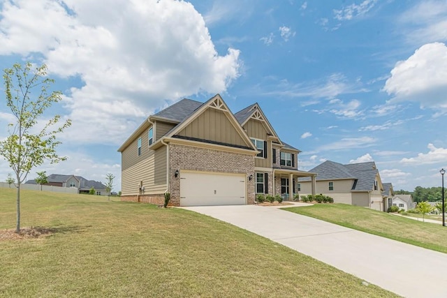 171 Osier Dr, Mcdonough, GA 30252 - craftsman-style house featuring board and batten siding, brick siding, concrete driveway, an attached garage, and a front yard