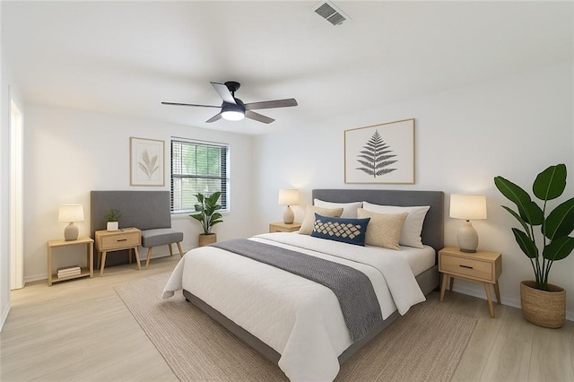 4922 Glenside Ct, Stone Mountain, GA 30088 - bedroom with light wood-style flooring, ceiling fan, and baseboards