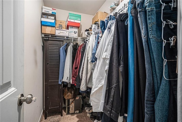 spacious closet with carpet flooring