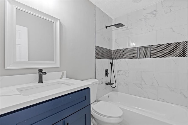 2599 Willow Creek Dr, Duluth, GA 30096 - bathroom featuring toilet, vanity, shower / tub combination, and a textured ceiling