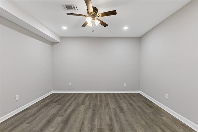 2599 Willow Creek Dr, Duluth, GA 30096 - empty room featuring a ceiling fan, dark wood-style flooring, recessed lighting, and baseboards