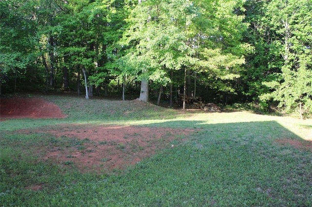 view of yard featuring a view of trees