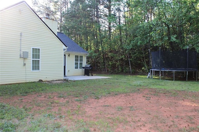 view of yard with a patio area and a trampoline