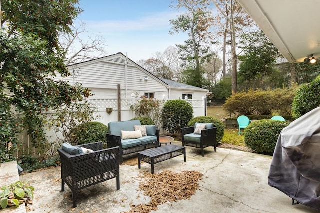 view of patio / terrace with an outdoor living space