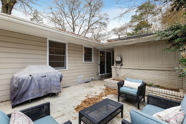 view of patio featuring an outdoor hangout area and grilling area